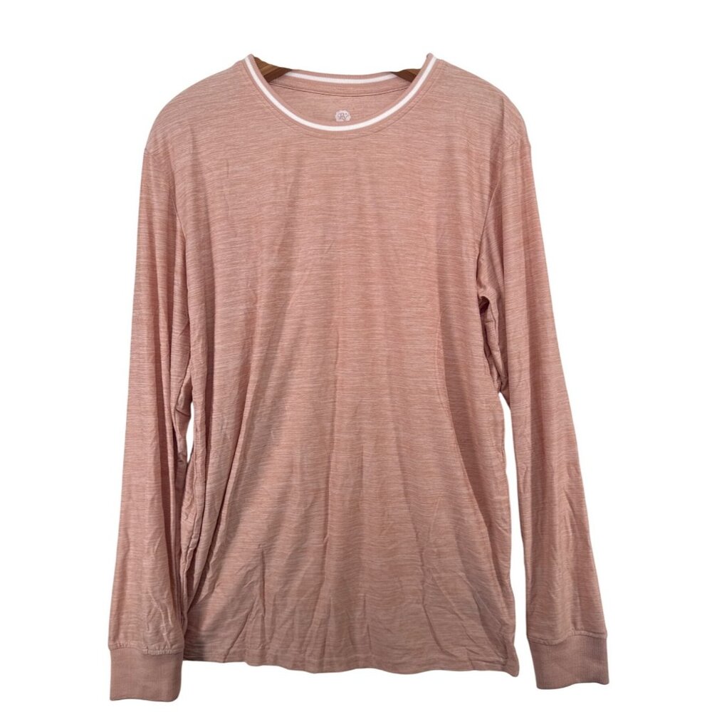 Raw Yarn Mens TShirt Sz L Pink Heathered Long Slv Super Soft Beachy Casual Comfy